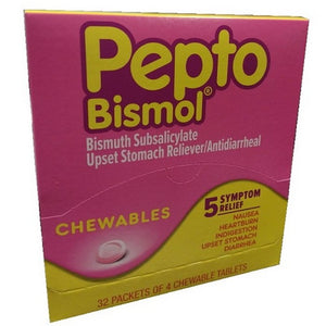 PEPTO BISMOL 4 PACK Chewable Tablets Box 32